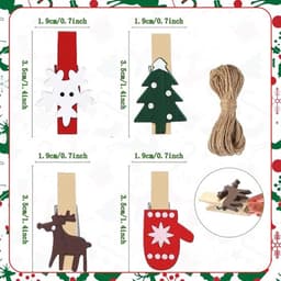 Pack van 50 Houten Mini Kerstclips - Foto Clips - Houten Kerstclips voor Knutselen en Ophangen — thumbnail 5