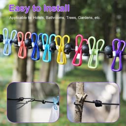SnelShoppen - 2x Retractable Reis Waslijn 1.8m, Inclusief 12 Kleurige Wasknijpers, Opvouwbare Waslijn voor Camping, Badkamer, Buiten en Thuisgebruik — thumbnail 3