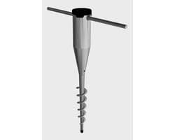 Grondanker Parasolhouder - Parasolvoet Grondplug - Parasol Plaatsen - Met Draaihendel - 55 cm Lengte - Zilverkleurig