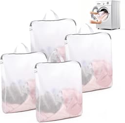SnelShoppen - 4 Stuks Waszakken met Handvatten 50x60cm, Netwaszak voor Ondergoed, BH's, Sokken en Tights - Reiswaszakken voor Thuis en Op Reis — thumbnail 1