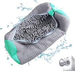 Schoenwaszak voor wasmachine - Grijs - Mesh waszak met rits - Herbruikbaar polyester - Voor alle soorten schoenen — thumbnail 1