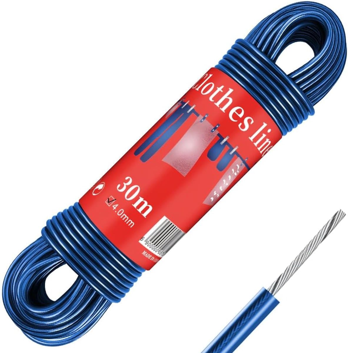 Buitenwaslijn 30m - 4mm zware PVC-gecoate waslijn - Robuust en sterk - Perfect voor tuin en camping - ShopVlot — afbeelding 1