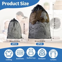 Wasnet 4 stuks groot - 30 x 40/60 x 90 cm - waszak voor wasmachine - beschermt kleding tijdens het wassen - ShopVlot — thumbnail 3