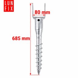 LUN FIX - Paalsteun U - 80x80 mm - grondanker voor inschroeven 685 mm - 1 stuk — thumbnail 2