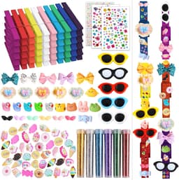 50 Set Cheer Pins Spirit Clips, Houten Cheer Wasknijpers voor Rugzakken Decoraties Inclusief Mini DIY Hars Eendjes Glazen Gekleurde Kralen Bogen voor Cheer Team Cadeaus — thumbnail 1