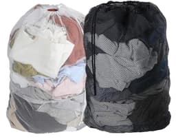 Twee waszakken van netstof, 60 x 90 cm groot, met trekkoord, geschikt voor het opbergen van kleding, dekbedovertrekken en speelgoed, voor op reis en in een studentenkamer. — thumbnail 1