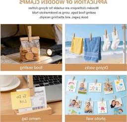 Houten knijpers, duimspijkers en jute touw voor het ophangen van foto's en decoraties, ideaal voor kaarten en creatief gebruik — thumbnail 3