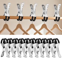 10-pack - Wasknijpers - Metalen veerklemmen - Meubelklemmen - Windbestendige, sterke klemmen - Multifunctioneel - Roestvrij staal - Geschikt voor waslijnen buiten, strandstoelen, tafelkleden en kleding - 11*2,4*5,8 cm - Zwart — thumbnail 4