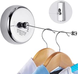 Dailygoods- Waslijn Intrekbaar 2,8M - Roestvrij Staal - Nylon - Binnen/Buiten - Hoge Belastbaarheid 10 kg - Eenvoudig te Installeren - Kledinglijn — thumbnail 4