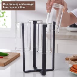 SnelShoppen - 21.5cm Zwart Vouwbaar Stalen Flessen Droogrek | Compacte Opberghouder voor Drankflessen in de Keuken, Roestbestendig en Duurzaam — thumbnail 4