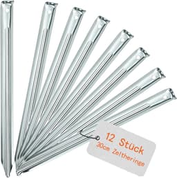 SnelShoppen - Pack van 12 Tentstaken, Grondankers 30 cm, V-profiel, Robuuste Metalen Grondspikes voor Camping, Tuin, Vissen en Avontuur — thumbnail 1