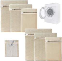 SnelShoppen - Set van 6 Premium Katoenen Waszakken met Rits Zonder Microplastic, Wasnet, Waszak voor Wasmachine, Reisorganisator voor Vuilwas, Eco-vri — thumbnail 1