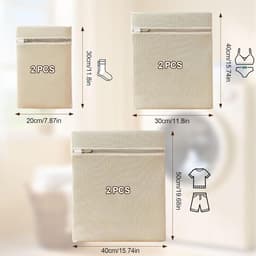 SnelShoppen - Set van 6 Premium Katoenen Waszakken met Rits Zonder Microplastic, Wasnet, Waszak voor Wasmachine, Reisorganisator voor Vuilwas, Eco-vri — thumbnail 2