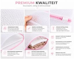 Waszakken Wasmachine 4 Stuks – Waszak Set met Rits – Wasnetjes voor BH, Lingerie, Ondergoed, Sokken & Kleding – 4 Formaten – Wit — thumbnail 5
