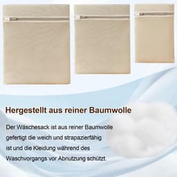 6 stuks premium waszakken van katoen met ritssluiting zonder microplastic, wasnet, waszak voor de wasmachine, reisorganizer, voor vuile was — thumbnail 3
