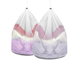 Wasnet, grote waszak, set met koordstopper, waszak, herbruikbaar, wasnet beha, netzak voor wasgoed, 40 x 30 cm