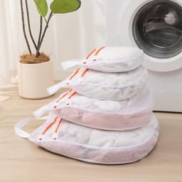 Wasnet, dubbellaags, waszak met ritssluiting en handgrepen, wasnet voor wasmachine met haken, 4 maten, voor ondergoed, slips, handdoeken — thumbnail 2