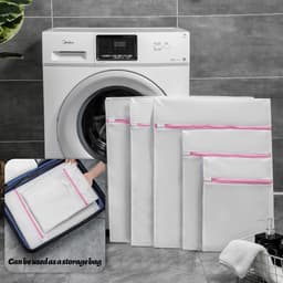 10 Stuks Wasnet Voor Wasmachine, Waszak Wasmachine Wasnet Grote Mesh Waszak Voor Shirts Bh's Sokken Schoenen Truien Babykleding (3 Maten) — thumbnail 2