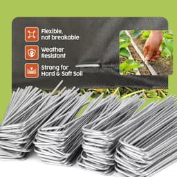 grondanker 50 stuks + 8 sluitringen inbegrepen, 150 mm lang, 25 mm breed, Ø 3 mm, voor tuin, mulch en kunstgras, van metaal, verzinkt, camping, reizen, staal — thumbnail 3