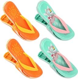4 stuks strandhanddoekclips, slipclips voor ligstoelen, grote wasknijpers, zwembadhanddoekharingen voor vakantie, zwembad, strandstoelen (oranje, groen) — thumbnail 1