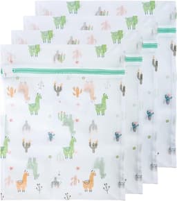 Herbruikbare Waszakken met Alpaca Patroon - 4 Stuks, Ideaal voor Fijne Was zoals Hemden, Jassen en Truien met Rits Sluiting — thumbnail 1