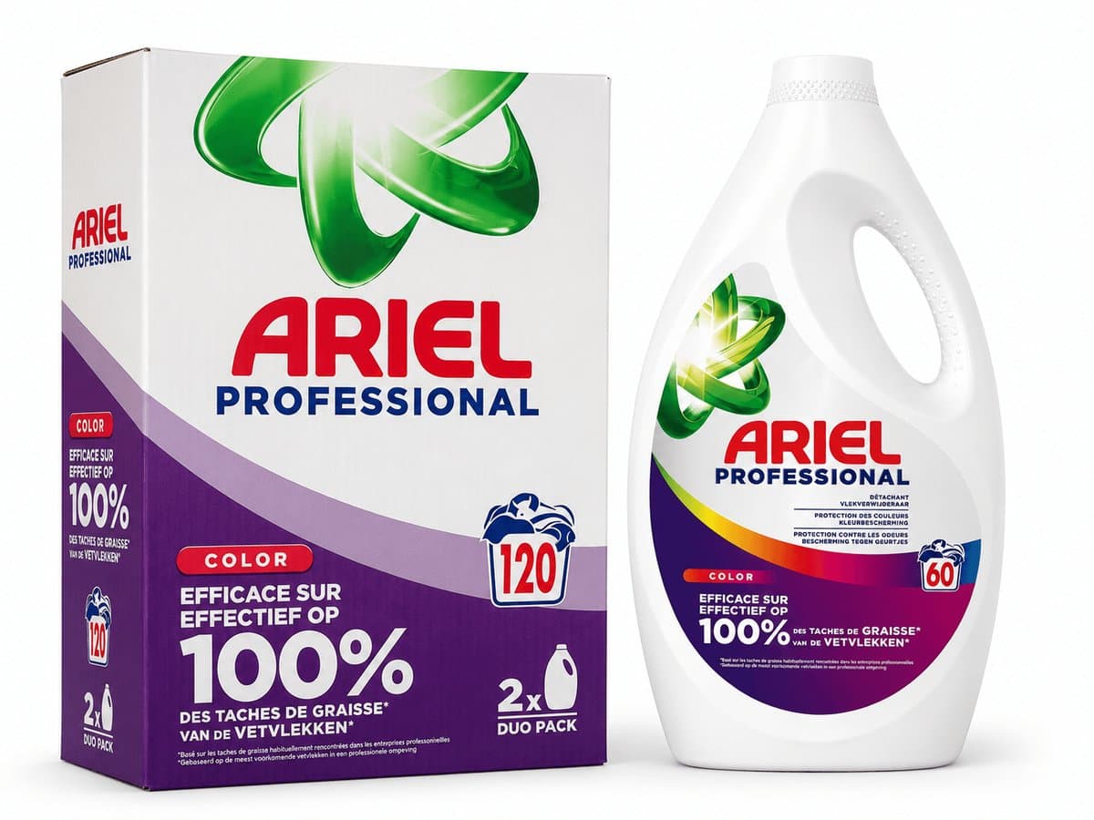 Ariel Professional Color Vloeibaar Wasmiddel 2 x 2,7 Liter - 120 Wasbeurten - Voordeelverpakking — afbeelding 1