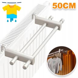 Radiatordroogrek Met Dubbele Stangen - Hittebestendig Tot 120 °C Zwaar Uitgevoerd - Geschikt Voor Paneel- En Schijfradiatoren - Wandmontage Energiebesparend - Lengte 50 cm — thumbnail 2