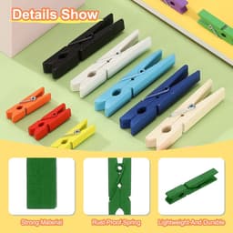 Wasknijpers, 100 stuks kleurrijke houten knijpers met sterke grijpkracht voor foto's, kleding, decoratief knutselwerk, groen — thumbnail 5