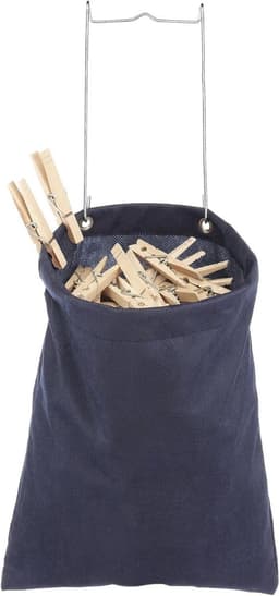 Hangende Speldtas - Wasknijper Opberger - Wassen Ophangen - Metalen Ophanghaak - 15 cm - Marineblauw — thumbnail 1
