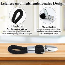 5 stuks handdoekklemmen, hangers voor handdoeken, handdoekhangers zonder naaien, handdoekclips met lussen, zwarte handdoekclips om op te hangen, handdoeklussen — thumbnail 5