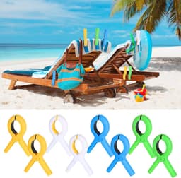 8 stuks handdoekklemmen voor strandstoelen, wasknijpers, groot, in 4 kleuren, knijpers voor strandstoelen, handdoekklemmen voor dagelijks wasgoed, badhanddoeken, beddengoed, dikke kleding — thumbnail 4