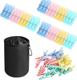 Wasknijperzak - Knijperhouder Opberger - Kleding Drogen - Met 60 Klemmen - 15 x 20 cm - Zwart — thumbnail 1