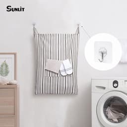 Hangende wasmand - Wasknijperzak Waszak - Ruimtebesparende Opslag - Met Rits Bodem - 48 x 9 x 71 cm — thumbnail 5