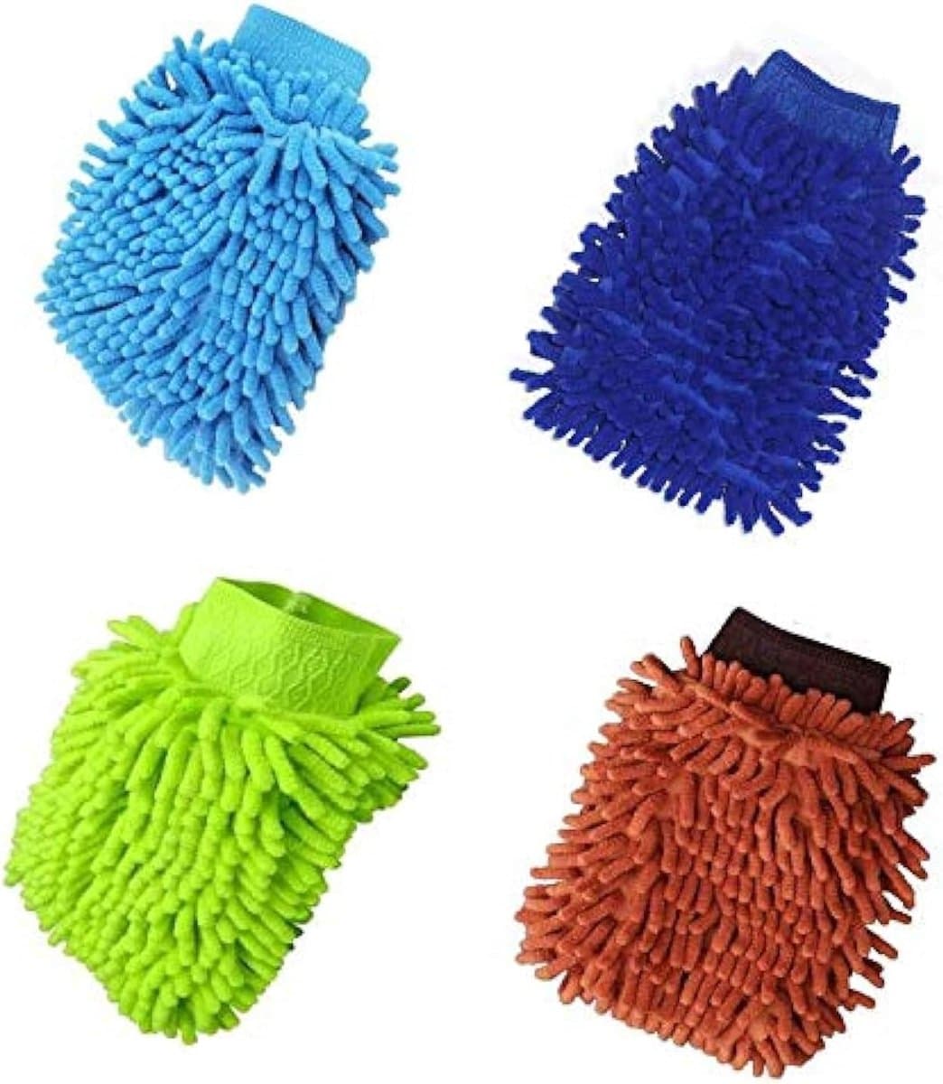 Car Wash Mitt, 4 Pcs, Dubbelzijdige Microfiber Wash Handschoenen, Microvezel Noodle Doeken voor Auto Reiniging & Huishouden Reiniging (Willekeurige Kleur) — afbeelding 1