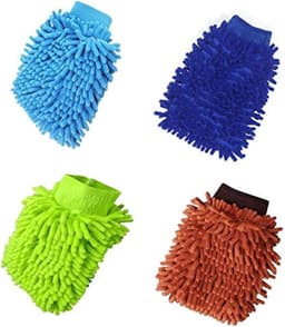 Car Wash Mitt, 4 Pcs, Dubbelzijdige Microfiber Wash Handschoenen, Microvezel Noodle Doeken voor Auto Reiniging & Huishouden Reiniging (Willekeurige Kleur) — thumbnail 1