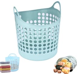 Wasmand - Opbergmand - Geperforeerde opbergmand - Opvouwbare wasmand - Plastic wasmand - Kledingopbergmand - Geschikt voor het opbergen van vuile was - Wasmand met handvat - 40x30.5x40cm - Geschikt voor badkamers en slaapkamers — thumbnail 1