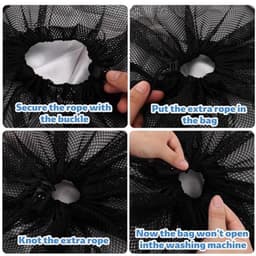 60x90cm Grote Netto Waszak Machinewasbaar, Waszak met Trekkoord voor Thuis Hotel Studentenhuis Appartement Reizen Kamperen (Zwart) — thumbnail 4
