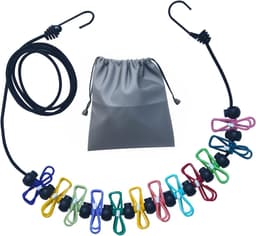 Draagbare Waslijn - Reis Waslijn Kledinglijn - Kleding Drogen - Met 12 Kleurrijke Knijpers - Tot 3.6 Meter - Zwart — thumbnail 1