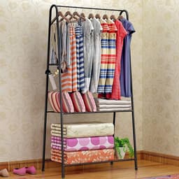 Droogtoren Waskrek - Kledingrek Wielen - Kleding Drogen - 6 Inklapbare Vleugels - 72 x 56 x 152 cm - Zwart — thumbnail 2