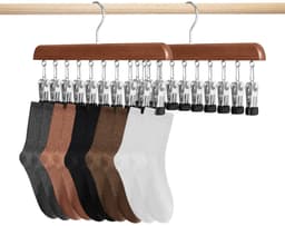 2 stuks sokkendroger, wasrek van hout, winddicht droogrek met 10 clips voor sokken, ondergoed, muts, sjaal, handdoeken, schoeninlegzolen — thumbnail 1