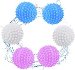 Drogerballen voor wasmachine en droger, 6 stuks wasballen van kunststof voor zachte kleding, wasballen voor thuisgebruik (wit/blauw/roze, 6 cm) — thumbnail 2