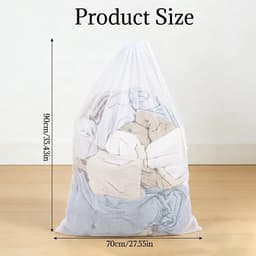 SnelShoppen - Waszakken 2-Piece, 70x90 cm Grote Wasnetten voor Wasmachine met Trekkoord, Fijnmazige Waszak voor Beddengoed, Knuffels en Opslag, Wit — thumbnail 3