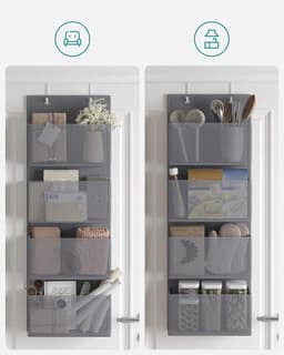 Merkloos Merloos Deur Organizer met 4 Vakken - Grijs, 100cm Hoog — thumbnail 5