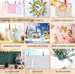 Kleurrijke houten wasknijpers – fotoclips, wasknijpers, knutselspullen en decoratie voor in de klas,blauw,7.3*1CM — thumbnail 4