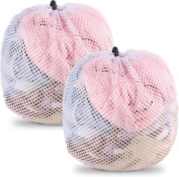 Thijox - 2 Stuks Wasnetten voor Wasmachine 30 x 40 cm - Herbruikbare Grof Mesh Waszakken met Trekkoord voor Blouse Babykleding Beha Ondergoed Sokken - — thumbnail 1