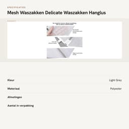 Waszak Klein - 3 Stuks - Antislip Rits - Hanglus - Mesh Design - Lichtgrijs - 30 x 23 cm - Wasnet — thumbnail 3