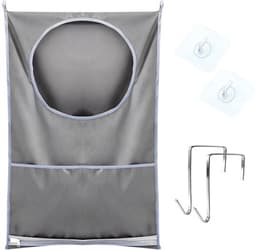 Waszak Ruimtebesparend - Hangende Wasmand - Wasverzamelaar - 2 Zuighaken - 2 Roestvrijstalen Deurhaken - 50x77cm — thumbnail 1