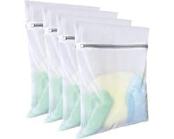Waszakken van mesh (4 stuks, 40 x 50 cm), stijlvolle waszakken geschikt voor studentenkamers, slaapzalen en opslag.
