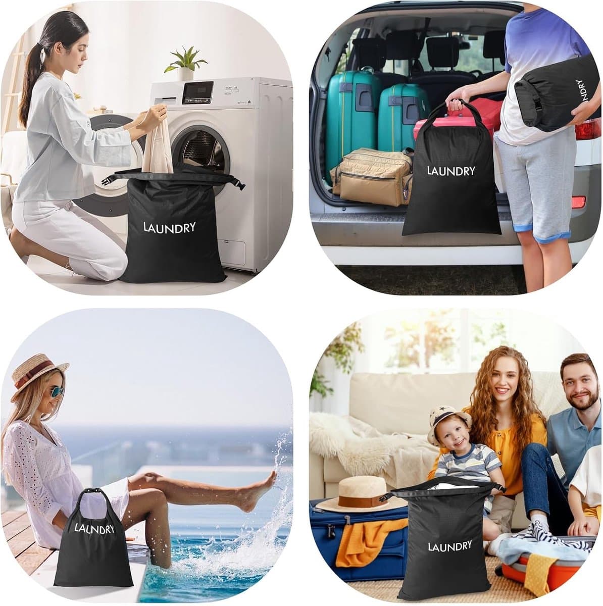 Set van 2 Reiswaszakken, Nylon Waszakken voor Kleding, Rol-Top Nat-Droog Tas voor Zwemkleding, Yoga en Sportkleding, Organizer voor Vuile Kleren — afbeelding 1