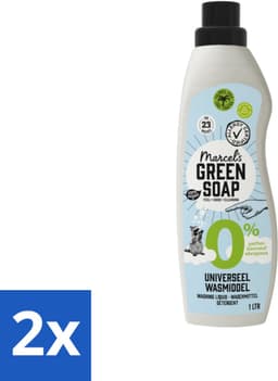 2 x Marcel’s Green Soap – Wasmiddel – Universeel - 0% – Zonder parfum en kleurstof – 1 liter - Wasmiddel 0% Parfum - Gevoelige Huid - Milde Wasmiddel - Duurzame Wasmiddel - Geen Kleurstoffen — thumbnail 1